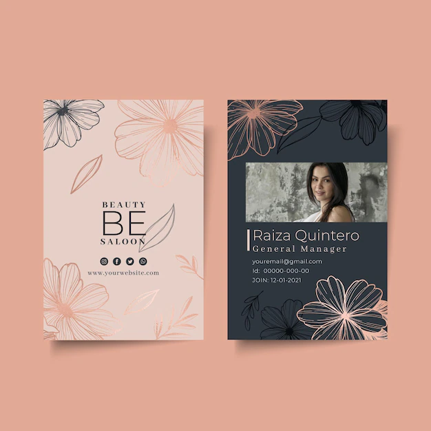 Free Vector | Beauty salon floral id card template
