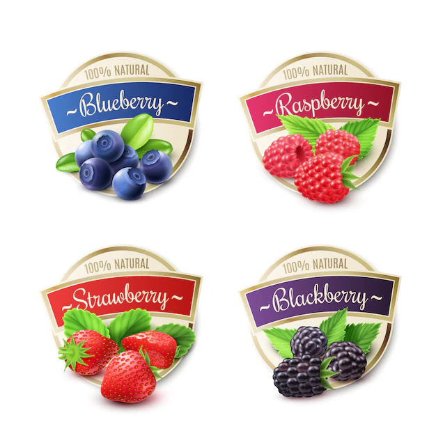 Free Vector | Berry labels set