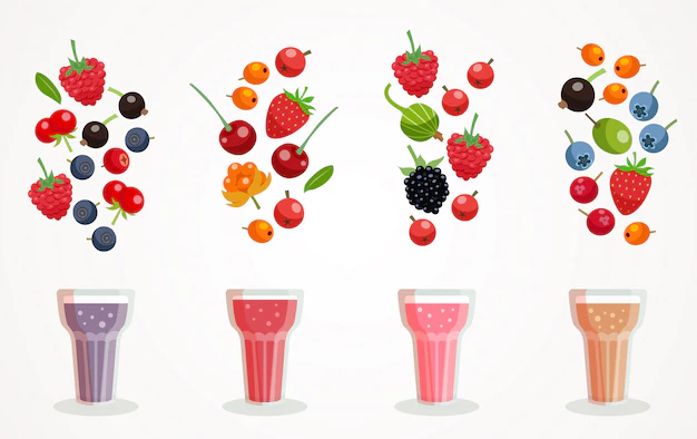 Free Vector | Berry smoothies set