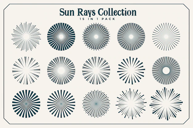 Free Vector | Big set of sun beams and rays in many styles