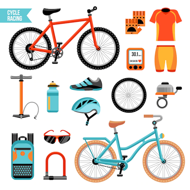 Free Vector | Bike and cycling accessories set