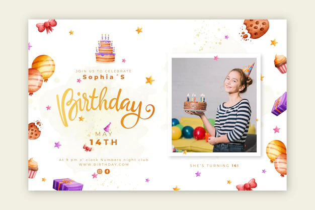 Free Vector | Birthday banner with cake
