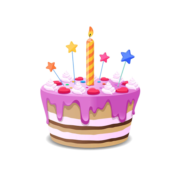 Free Vector | Birthday cake  . sweet cream pie with candles  illustration