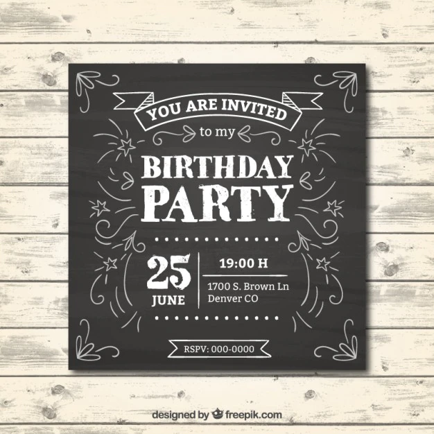 Free Vector | Birthday invitation in chalkboard effect