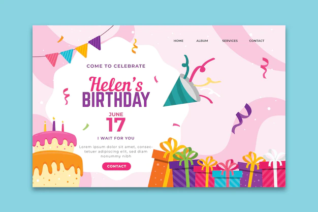 Free Vector | Birthday landing page template