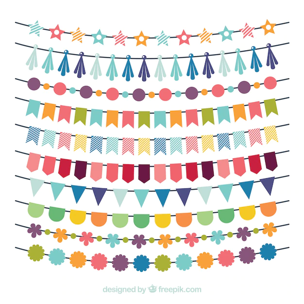 Free Vector | Birthday multicolor garland collection