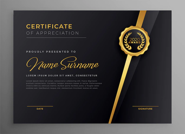 Free Vector | Black and gold multipurpose certificate template design