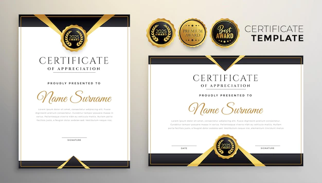 Free Vector | Black and gold premium multipurpose certificate template