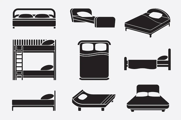Free Vector | Black and white beds set