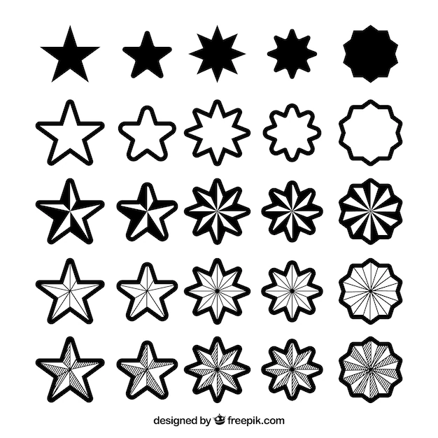 Free Vector | Black and white star collection