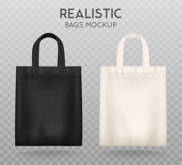 Free Vector | Black and white tote shopping bags