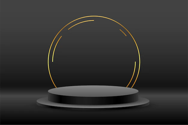 Free Vector | Black background with podium and golden circle