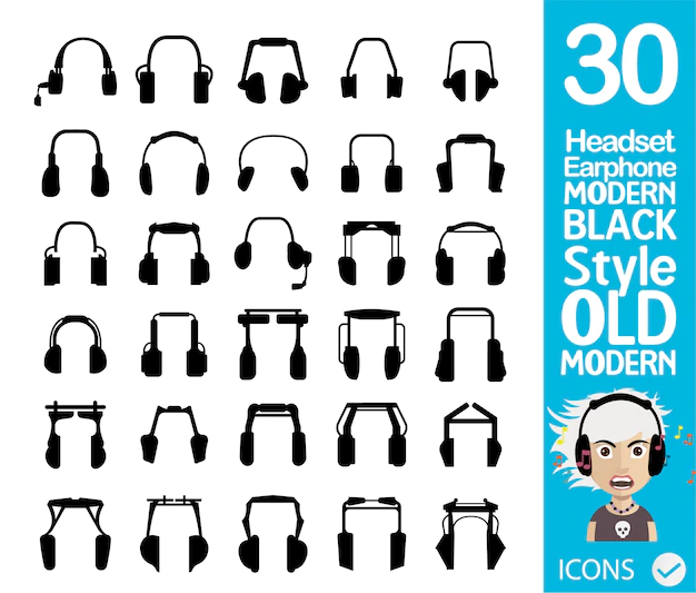 Free Vector | Black earphone collection