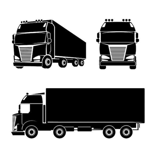 Free Vector | Black silhouette truck logo icon. car and cargo and cabin. vector illustration