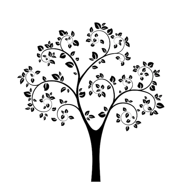 Free Vector | Black tree silhouette isolated