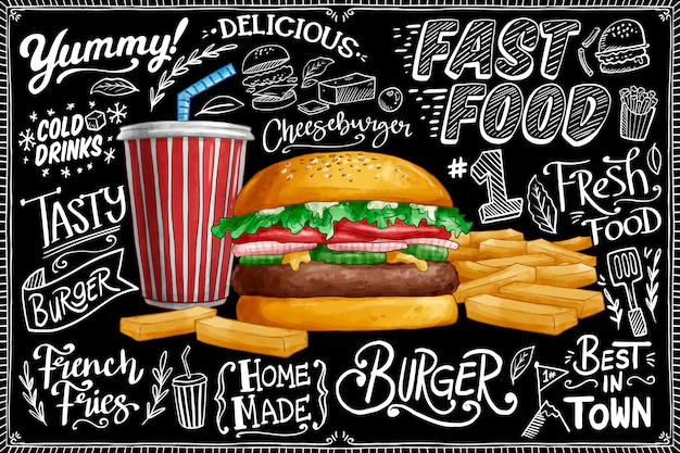 Free Vector | Blackboard background with burger