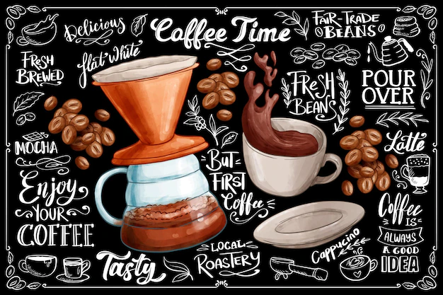 Free Vector | Blackboard background with coffee
