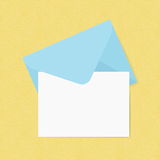 Free Vector | Blank white card with blue envelope mockup