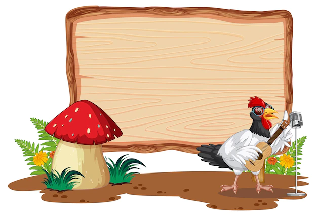 Free Vector | Blank wooden signboard with chicken farm