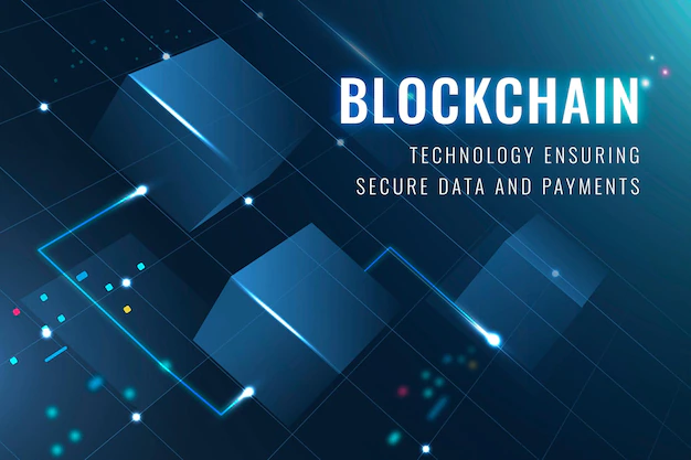 Free Vector | Blockchain technology security template vector data and payment securing blog banner