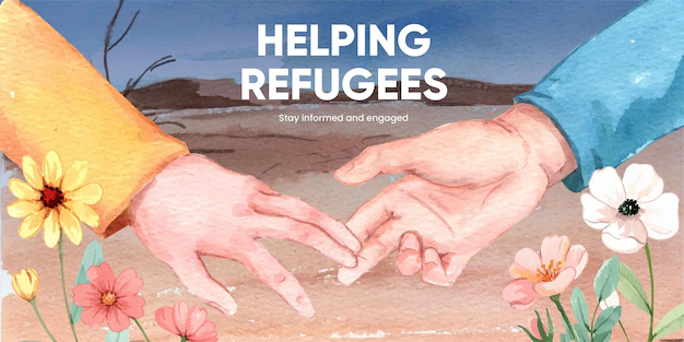 Free Vector | Blog header template with hope refugees safe conceptwatercolor style