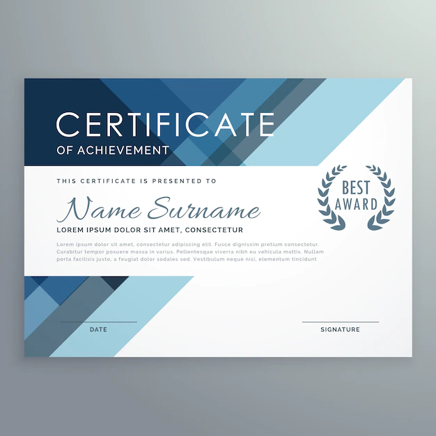 Free Vector | Blue certificate design in professional style