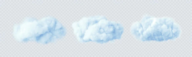 Free Vector | Blue clouds isolated on a transparent background. 3d realistic set of clouds. real transparent effect. vector illustration
