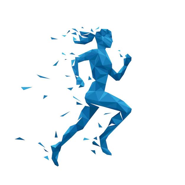 Free Vector | Blue geometric woman running illustration.