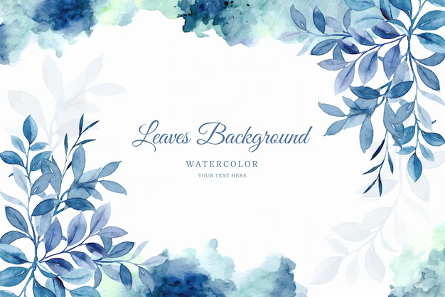 Free Vector | Blue leaves background with watercolor
