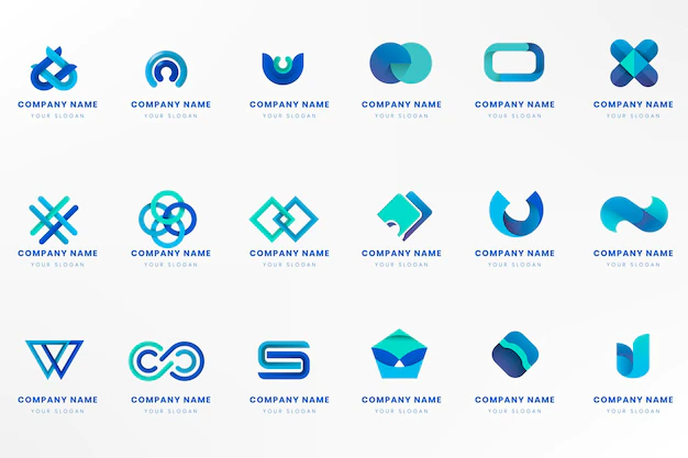 Free Vector | Blue logo branding design set