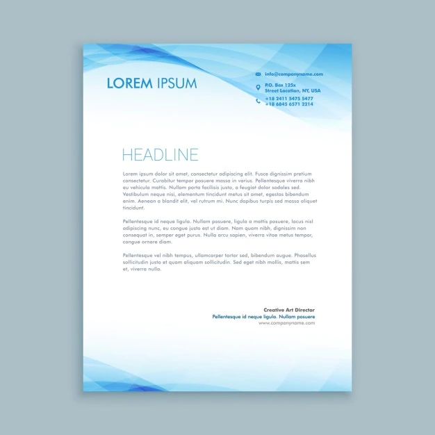 Free Vector | Blue waves letterhead