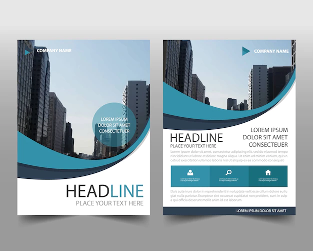 Free Vector | Blue wavy business book cover template