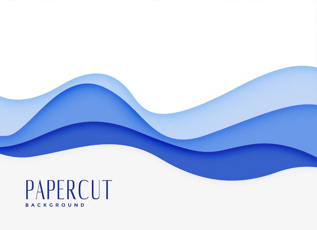 Free Vector | Blue wavy water style papercut background