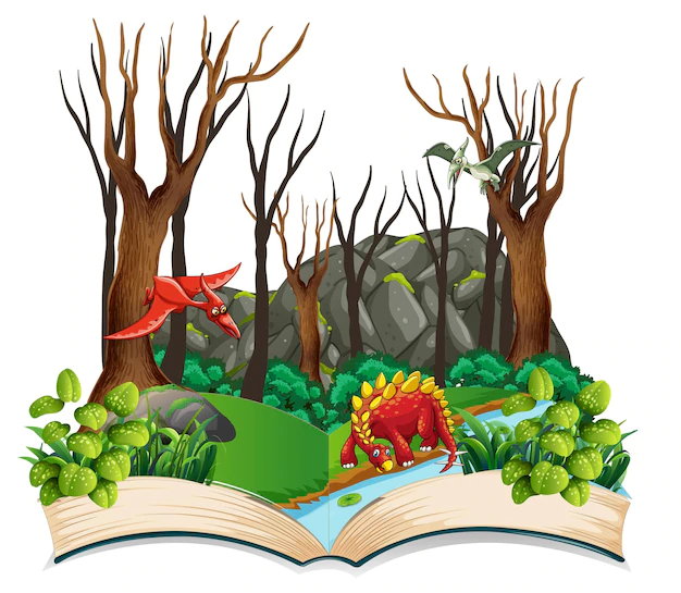 Free Vector | Book of dinosaur in the forest