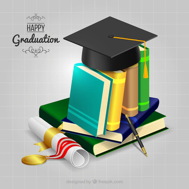 Free Vector | Books background with diploma and biretta