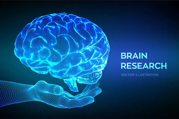 Free Vector | Brain in hand. human brain research. neural network.