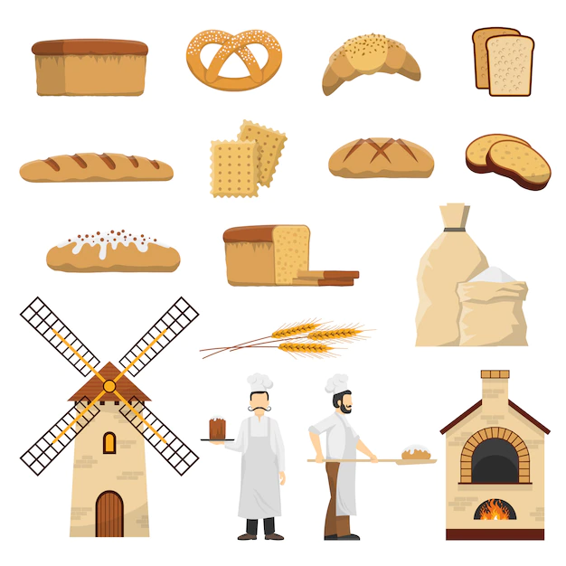 Free Vector | Bread bakery set