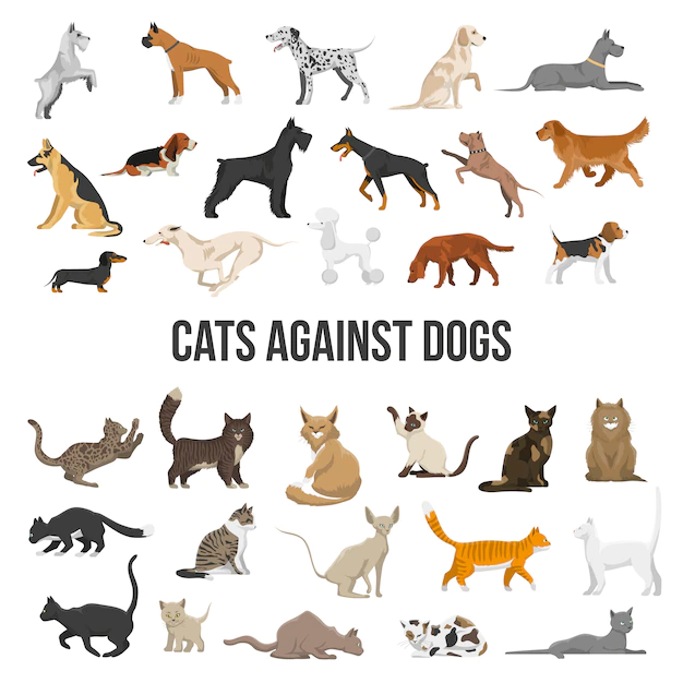 Free Vector | Breed set of dogs and cats