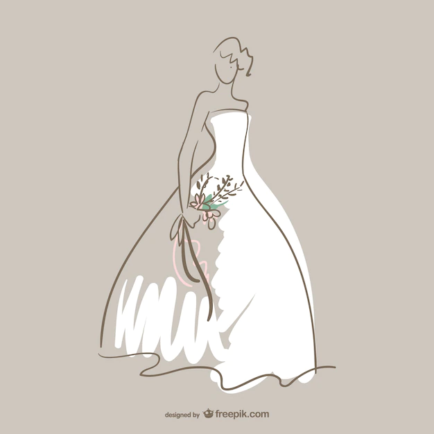 Free Vector | Bride silhouette with white dress