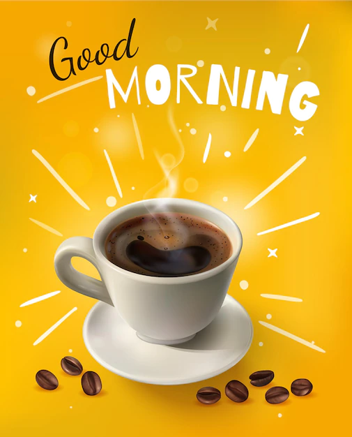 Free Vector | Bright yellow and realistic coffee illustration