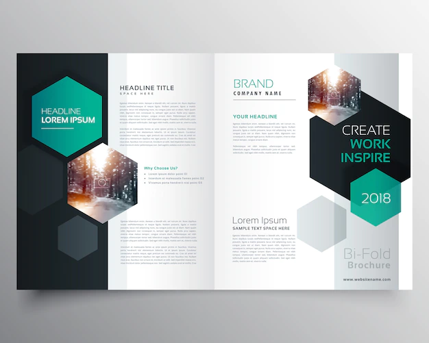 Free Vector | Brochure template with hexagonal shapes