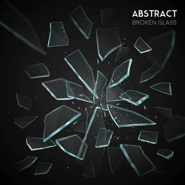 Free Vector | Broken glass flying fragments dark background