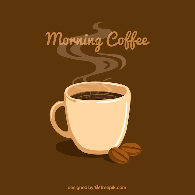 Free Vector | Brown background with coffee mug and coffee beans