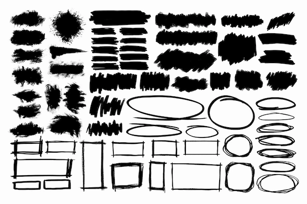Free Vector | Brush element in black on white background collection