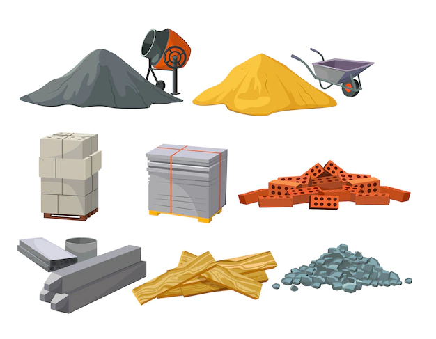 Free Vector | Building material heaps set
