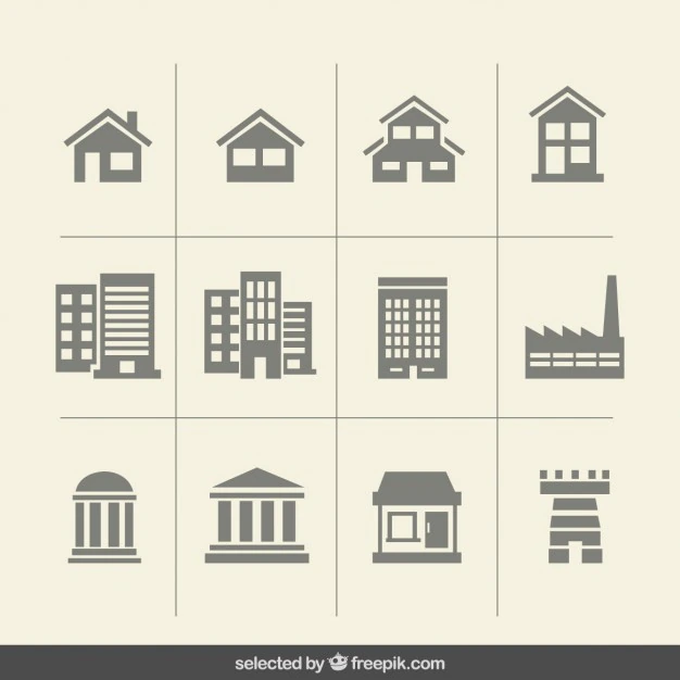 Free Vector | Building monochrome icons
