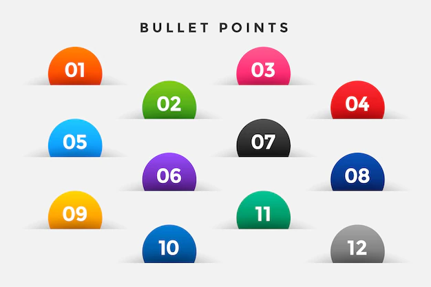 Free Vector | Bullet points numbers set in half circle style