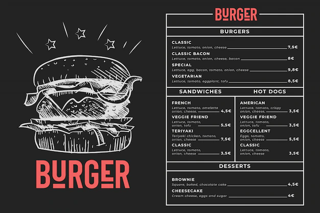 Free Vector | Burger menu blackboard