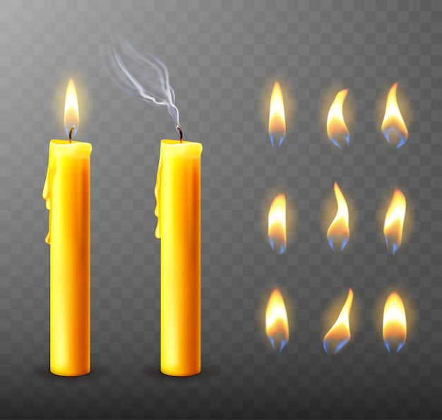 Free Vector | Burning, extinguished candle, dripping wax