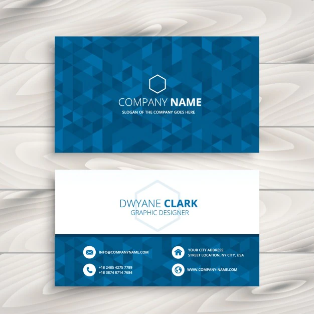 Free Vector | Business card with blue triangular pattern